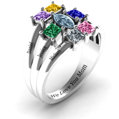Sterling Silver Charlotte Centre Marquise and Princess Personalised Ring - AMAZINGNECKLACE.COM