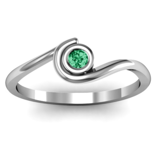Sterling Silver Curved Bezel Personalised Ring - AMAZINGNECKLACE.COM