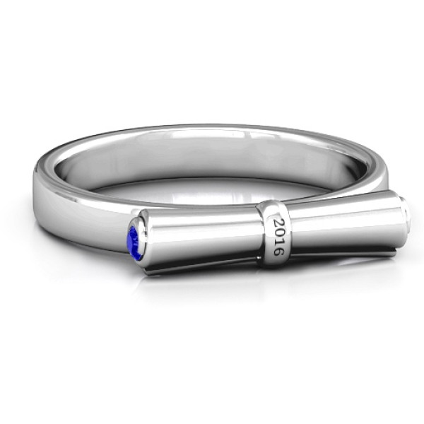 Sterling Silver Diploma Scroll Graduation Personalised Ring - AMAZINGNECKLACE.COM