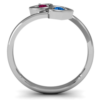 Sterling Silver Double Heart Bypass Personalised Ring - AMAZINGNECKLACE.COM