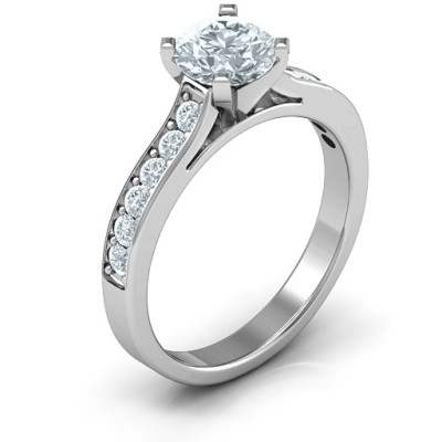 Sterling Silver Elegant Duchess Personalised Ring with Shoulder Accents - AMAZINGNECKLACE.COM