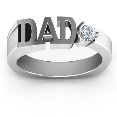 Sterling Silver Greatest Dad Birthstone Men's Personalised Ring with Peridot (Simulated) Stone  - AMAZINGNECKLACE.COM