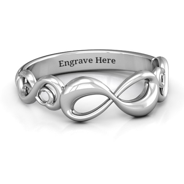 Sterling Silver Groovy Infinity Personalised Ring - AMAZINGNECKLACE.COM