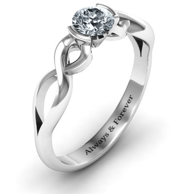 Sterling Silver Half Bezel Infinity Personalised Ring - AMAZINGNECKLACE.COM