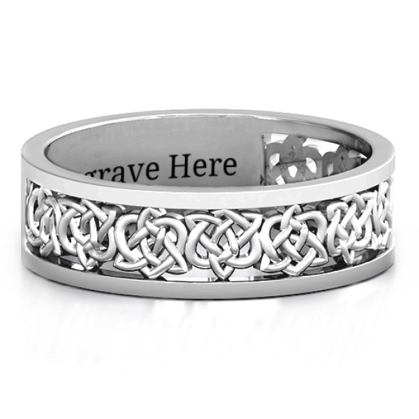 Sterling Silver Half Eternity Celtic Personalised Ring - AMAZINGNECKLACE.COM