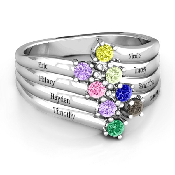 Sterling Silver Hydra Multi-Wave Personalised Ring - AMAZINGNECKLACE.COM