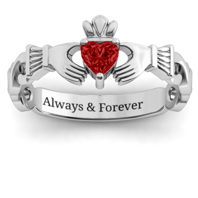 Sterling Silver Infinity Claddagh with Heart Stone Personalised Ring and Amethyst (Simulated) Stone  - AMAZINGNECKLACE.COM