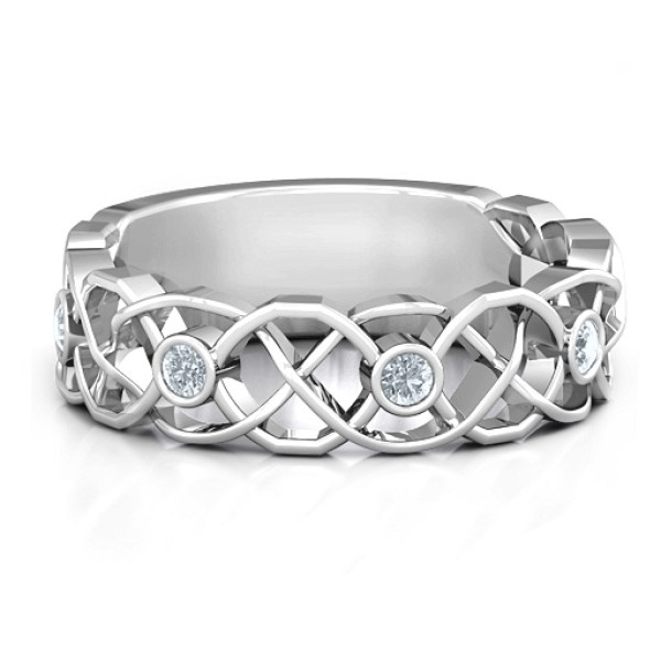 Sterling Silver Intertwined Love Band Personalised Ring - AMAZINGNECKLACE.COM