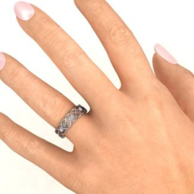 Sterling Silver Intertwined Love Band Personalised Ring - AMAZINGNECKLACE.COM