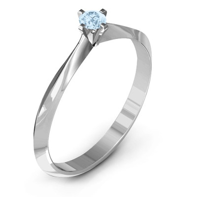Sterling Silver Knife Edge Solitaire Personalised Ring - AMAZINGNECKLACE.COM