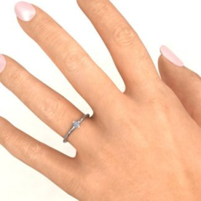 Sterling Silver L-Shaped Princess Personalised Ring - AMAZINGNECKLACE.COM