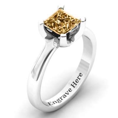Sterling Silver Large Princess Solitaire Personalised Ring - AMAZINGNECKLACE.COM