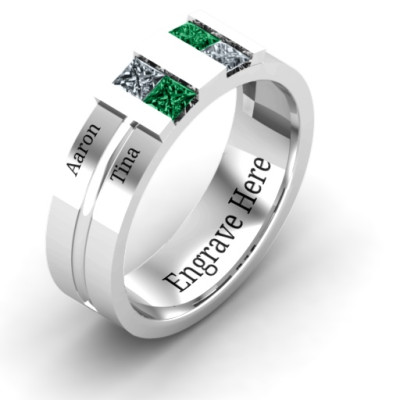 Sterling Silver Leonidas Grooved Men's Personalised Ring - AMAZINGNECKLACE.COM