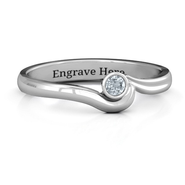 Sterling Silver Low Wave Personalised Ring - AMAZINGNECKLACE.COM