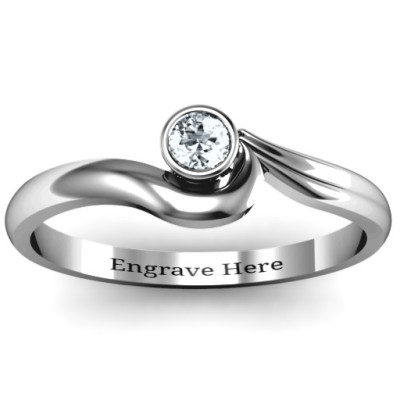 Sterling Silver Low Wave Personalised Ring - AMAZINGNECKLACE.COM