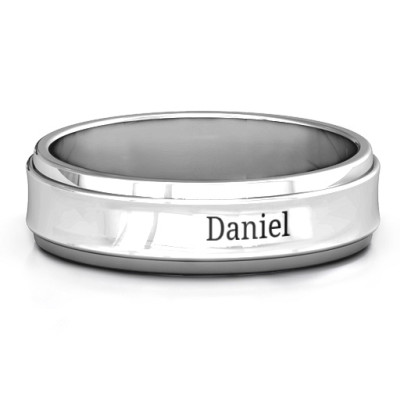 Sterling Silver Menelaus Bevelled Concave Men's Personalised Ring - AMAZINGNECKLACE.COM