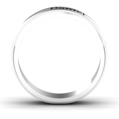 Sterling Silver Menelaus Bevelled Concave Men's Personalised Ring - AMAZINGNECKLACE.COM