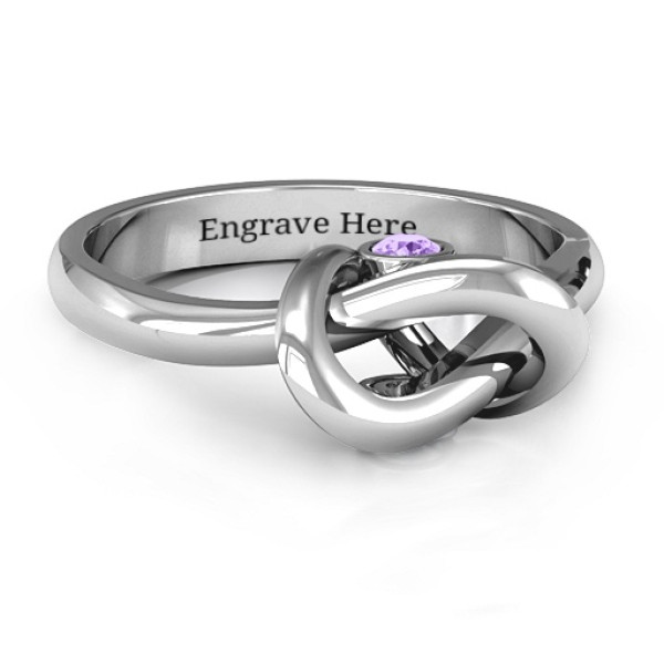 Sterling Silver Modern Infinity Heart Personalised Ring - AMAZINGNECKLACE.COM