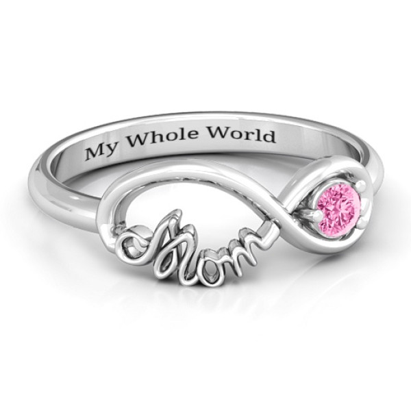 Sterling Silver Mom's Infinity Bond Personalised Ring - AMAZINGNECKLACE.COM