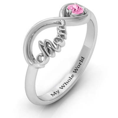 Sterling Silver Mom's Infinity Bond Personalised Ring - AMAZINGNECKLACE.COM