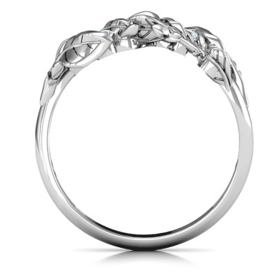Sterling Silver Organic Leaf Five Stone Family Personalised Ring  - AMAZINGNECKLACE.COM