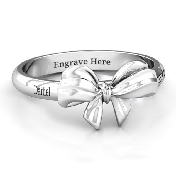 Sterling Silver Papillon Bow Personalised Ring - AMAZINGNECKLACE.COM