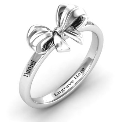 Sterling Silver Papillon Bow Personalised Ring - AMAZINGNECKLACE.COM