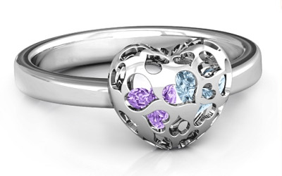 Caged Hearts Ring: Crafting Stories in Sterling Silver & Birthstones