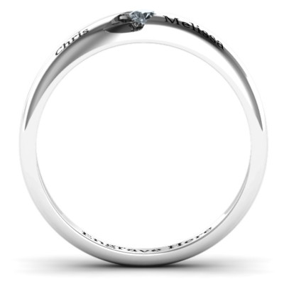 Sterling Silver Reveal Stone Grooved Women's Personalised Ring with Cubic Zirconias Stone  - AMAZINGNECKLACE.COM