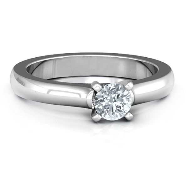 Sterling Silver Simply Solitaire Personalised Ring - AMAZINGNECKLACE.COM