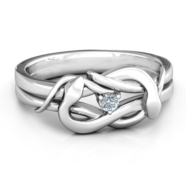 Sterling Silver Snake Lover's Knot Personalised Ring - AMAZINGNECKLACE.COM