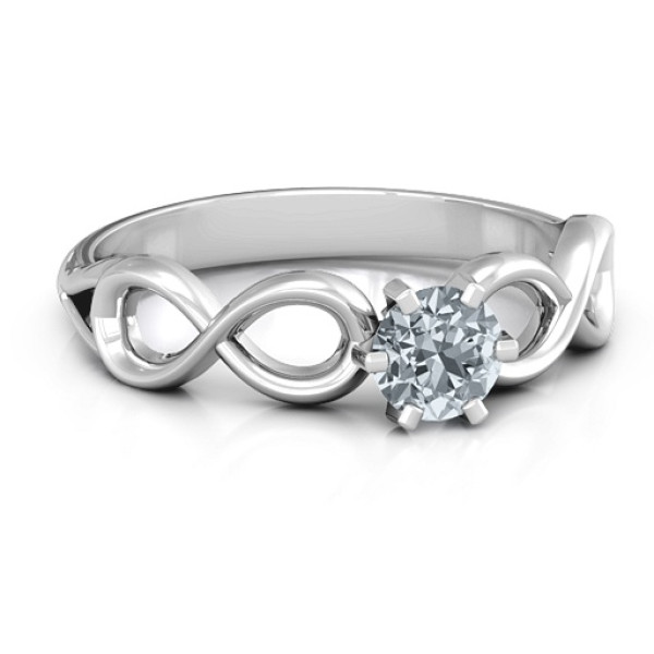 Sterling Silver Solitaire Infinity Personalised Ring - AMAZINGNECKLACE.COM