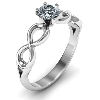 Sterling Silver Solitaire Infinity Personalised Ring - AMAZINGNECKLACE.COM