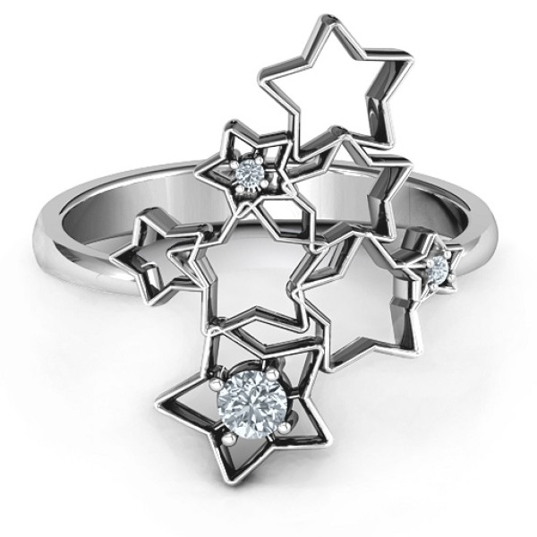 Sterling Silver Sparkling Constellation Personalised Ring - AMAZINGNECKLACE.COM