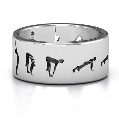 Sterling Silver Sun Salutation Pose Personalised Ring - AMAZINGNECKLACE.COM