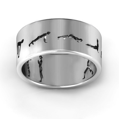Sterling Silver Sun Salutation Pose Personalised Ring - AMAZINGNECKLACE.COM