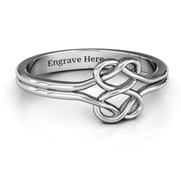 Sterling Silver Tangled Hearts Infinity Personalised Ring - AMAZINGNECKLACE.COM