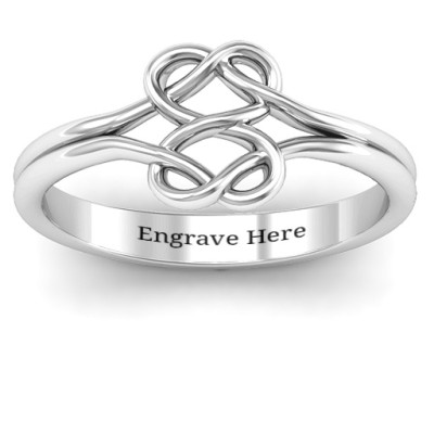 Sterling Silver Tangled Hearts Infinity Personalised Ring - AMAZINGNECKLACE.COM