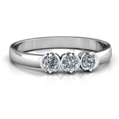 Sterling Silver Trinity Personalised Ring with Cubic Zirconias Stones  - AMAZINGNECKLACE.COM