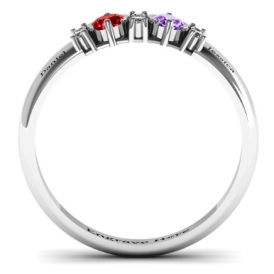 Sterling Silver Twin Circular Half Bezel Twin Accent Personalised Ring - AMAZINGNECKLACE.COM