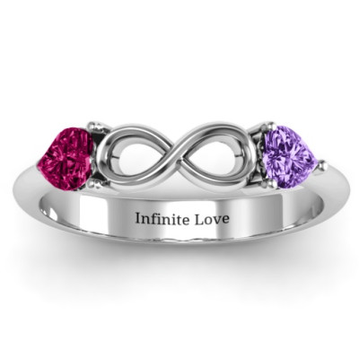 Sterling Silver Two Hearts to Infinity Personalised Ring - AMAZINGNECKLACE.COM