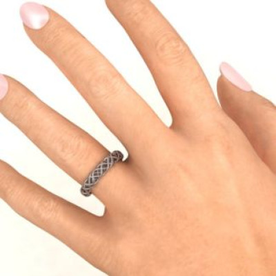 Sterling Silver Woven in Love Personalised Ring - AMAZINGNECKLACE.COM