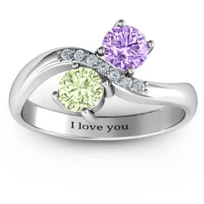 Storybook Romance Two Stone Personalised Ring  - AMAZINGNECKLACE.COM