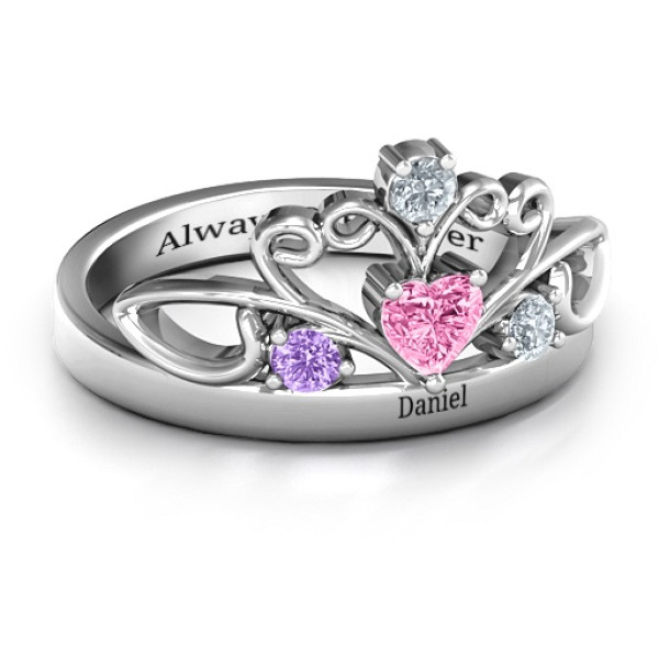 Tale Of True Love Tiara Personalised Ring - AMAZINGNECKLACE.COM