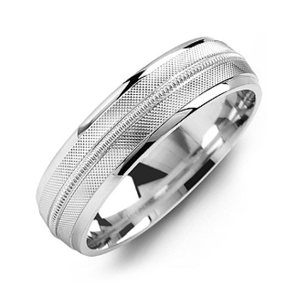 Textured Men's Personalised Ring with Centre Milgrain Detail - AMAZINGNECKLACE.COM