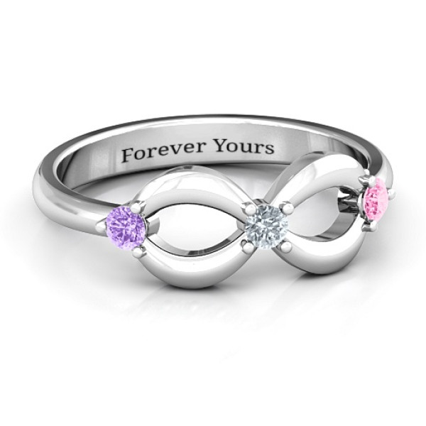 Three Stone Infinity Personalised Ring  - AMAZINGNECKLACE.COM