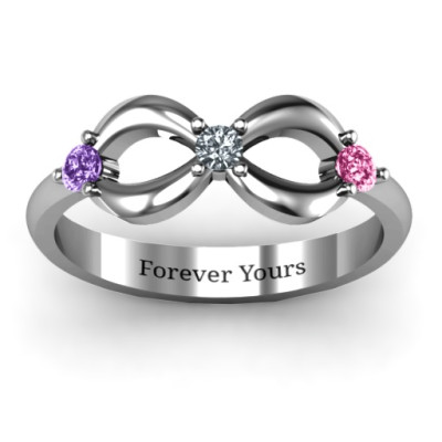 Three Stone Infinity Personalised Ring  - AMAZINGNECKLACE.COM