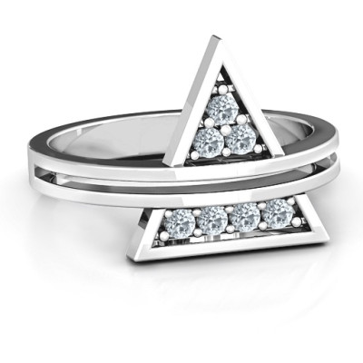 Triangle of Glam Geometric Personalised Ring - AMAZINGNECKLACE.COM
