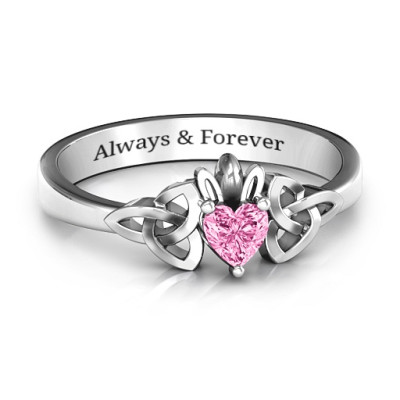 Trinity Knot Heart Crown Personalised Ring - AMAZINGNECKLACE.COM