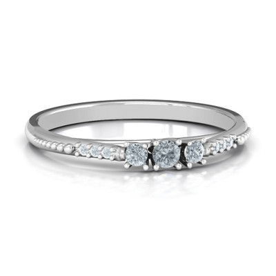 Trinity Personalised Ring on Accented Band - AMAZINGNECKLACE.COM